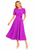 Lilac Twist Bodice Ruffled Sleeve Crepe A-line Midi Dress