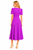 Lilac Twist Bodice Ruffled Sleeve Crepe A-line Midi Dress