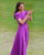 Lilac Twist-Front Ruffle-Sleeve Midi Dress