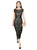 Black and Gold Floral Embroidered A-Line Midi Dress