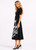 Puffed Shoulder Tulip Motif Fit-and-Flare Midi Dress