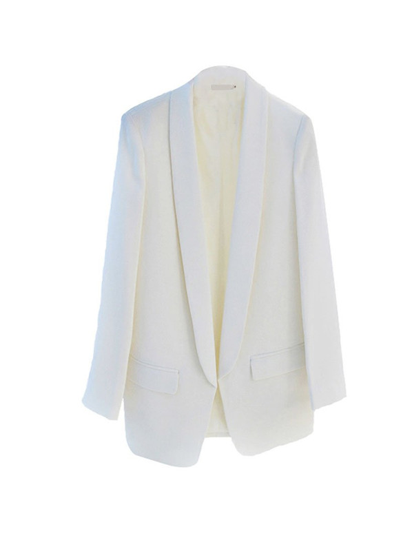 Classic Shaw-collar Tuxedo-Style White Blazer