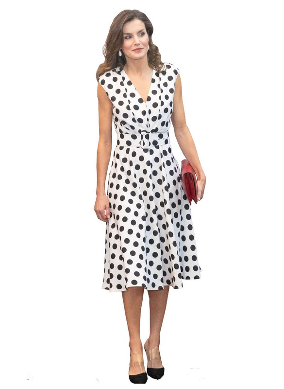 Polka Dot Print Sleeveless V-Neck Flared Midi Dress
