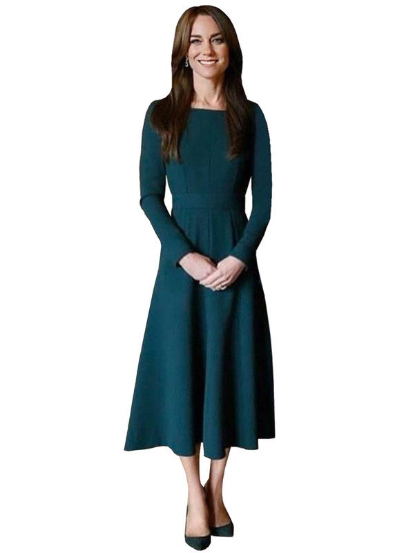 Princess Inspired Long Sleeve Fit-and-Flare Midi Dress