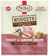 Primal Raw Frozen Nuggets Turkey & Sardine Formula Dog Food 3 lb