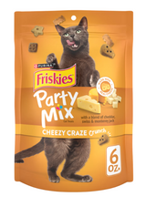 Purina Friskies Party Mix Cheezy Craze Crunch Real Cheese Cat Treats 6 oz