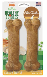Nylabone Healthy Edibles Chicken Flavor Dog Bone Treats, Twin Pack 2 pk Wolf