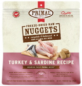 Primal Turkey & Sardine Formula Nuggets Grain-Free Freeze-Dried Dog Food 14 oz