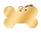 Myfamily Bone Shaped Golden Brass Personalized Dog ID Tag