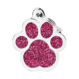 Myfamily Large Paw Shaped Pink Glitter Personalized Dog ID Tag 