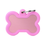 Myfamily Hushtag Pink Aluminum Bone Personalized Dog ID Tag 