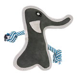 Incredipet Leather & Rope Grey Elephant Dog Toy 