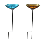 Panacea Products Flower Glass Birdbath with Stake, Assorted 10 in