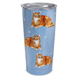 E & S Imports Serengeti Orange Tabby Cat Stainless Steel, Vacuum Insulated Tumbler with Spill Proof Lid 20 oz