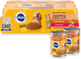 Pedigree Chopped Ground Dinner Chicken with Beef Adult Canned Dog Food Variety Pack 13.2 oz/Case of 12