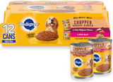 Pedigree Chopped Ground Dinner Filet Mignon & Beef Adult Canned Dog Food Variety Pack 13.2 oz/Case of 12