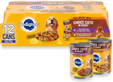 Pedigree Choice Cuts in Gravy Prime Rib, Rice & Vegetable Flavor & Roasted Chicken Adult Canned Dog Food Variety Pack 13.2 oz/Case of 12