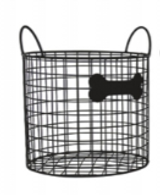 Crystal Art Gallery Metal Bone Storage Basket Bin 10 x10 x9 in