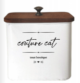 Crystal Art Gallery "Couture Cat" Treat Boutique Metal Storage Container with Wood Lid 6.75 x 4 x 7 in