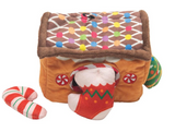 Snugarooz Holiday Hide & Seek Gingerbread Plush Burrow Dog Toy 