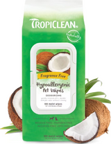 Tropiclean Deodorizing Hypo Allergenic Fragrance Free Dog & Cat Wipes 100 ct