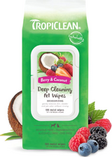 Tropiclean Deep Cleaning Berry & Coconut Dirt & Odor Remover Dog & Cat Wipes 100 ct