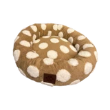 Pet Obsession Brown Polka Dot Fleece Cuddler Pet Bed 20 in
