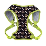 Coastal Pet Products Ribbon Designer Wrap Adjustable Dog Harness- Brown Paws & Bones
