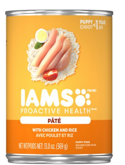 Iams Proactive Health Puppy With Chicken & Rice Pate Canned Dog Food