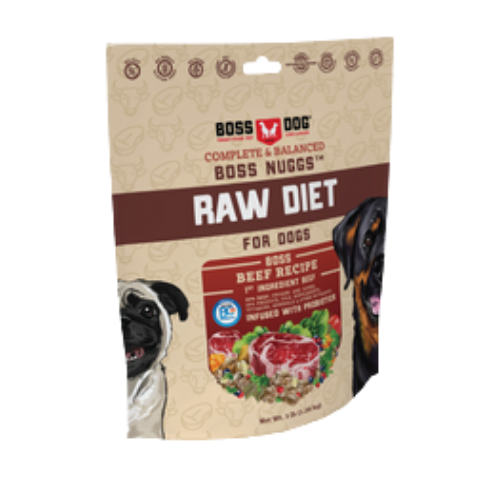 Boss Dog Raw Beef Boss Nuggs Complete Meal Frozen Dog Food Nuggets 3 lb