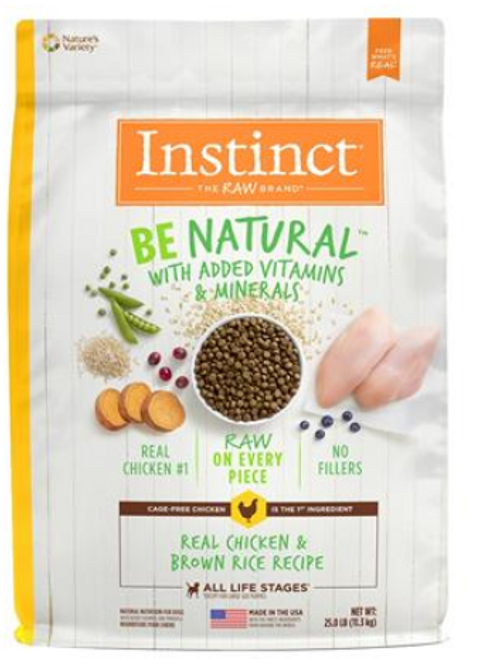 Nature's Variety Instinct Be Natural Real Chicken & Brown Rice Recipe Freeze-Dried Raw Coated All Life Stage Dry Dog Food