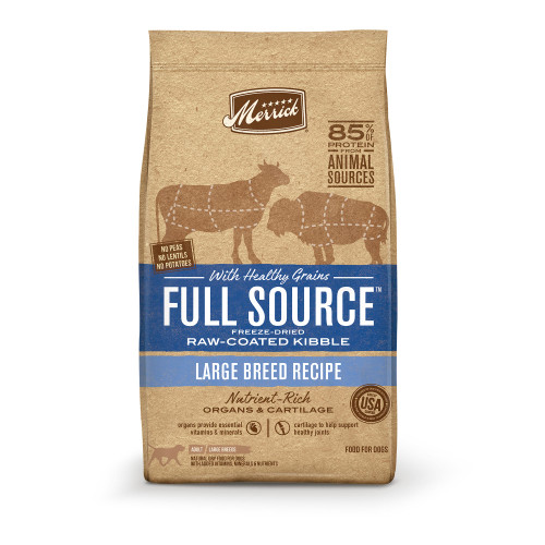 Merrick Full Source Freeze-Dried Raw-Coated Kibble Large Breed Beef Recipe With Healthy Grains Dry Dog Food 20 lb