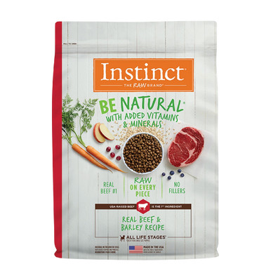 Instinct Be Natural Real Beef & Barley Recipe Freeze-Dried Raw Coated All Life Stage Dry Dog Food