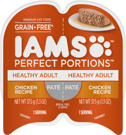 Iams Perfect Portions Healthy Adult Chicken Recipe Pate Grain-Free Wet Cat Food