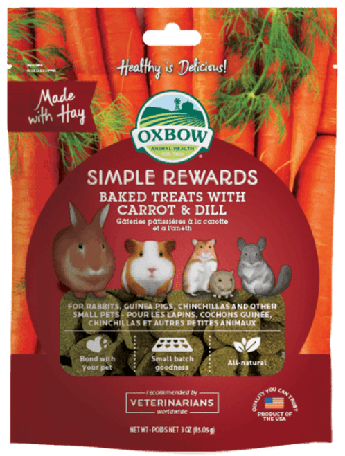 Oxbow Animal Health Simple Rewards Baked Hay, Carrot & Dill Treats 3 oz