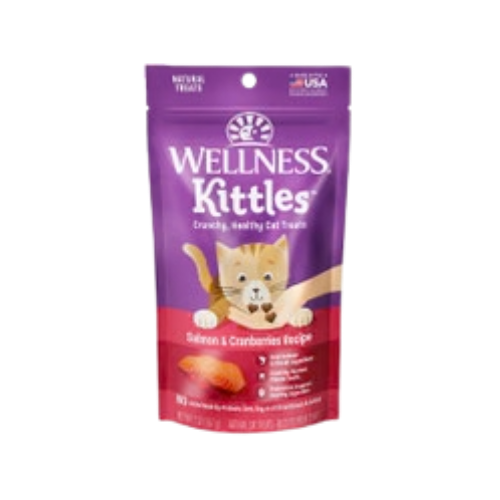 Wellness Kittles Grain-Free Salmon & Cranberries Recipe Crunchy Cat Treats 2 oz