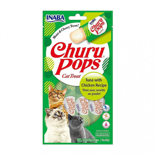 Inaba Ciao Churu Pops Tuna Recipe Cat Treat 4 pk