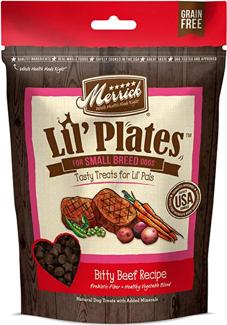 Merrick Lil' Plates For Small Breeds Bitty Beef Recipe Dog Treats 5 oz