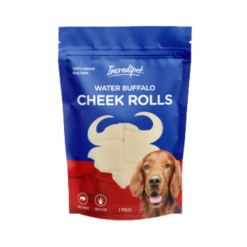 Incredipet Buffalo Cheek Rolls Dog Chew 2 pk