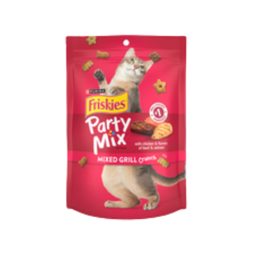 Purina Friskies Party Mix Mixed Grill Crunch Chicken/Beef/Salmon Cat Treats 2.1 oz