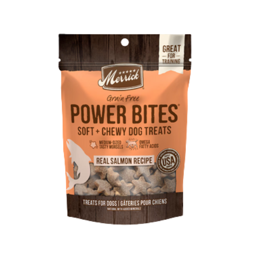 Merrick Power Bites Real Salmon Recipe Grain-Free Soft & Chewy Dog Treats 6 oz