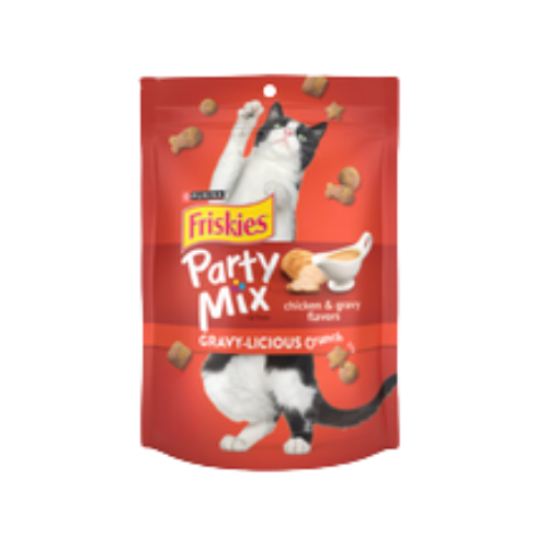 Purina Friskies Party Mix Gravy-Licious Chicken & Gravy Cat Treats 20 oz