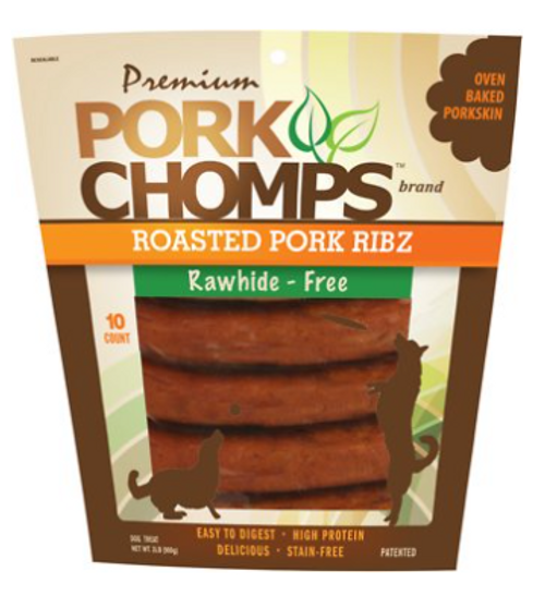 Scott Pet Pork Chomps Roasted Pork Ribz Rawhide-Free Dog Chews 10 ct