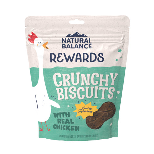 Natural Balance Rewards Limited Ingredient Crunchy Biscuits with Real Chicken Dog Treats 14 oz
