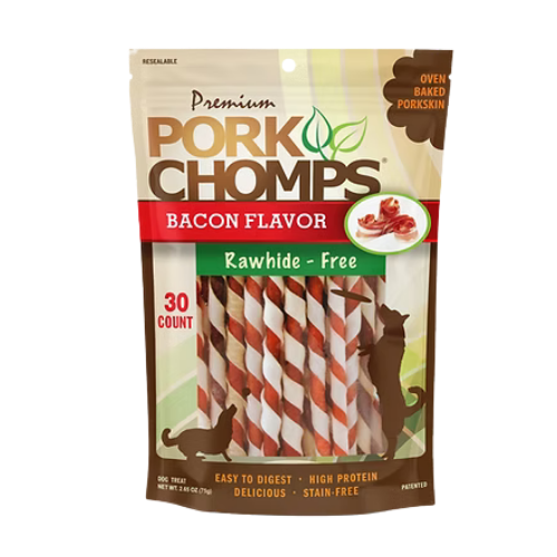 Scott Pet Pork Chomps Bacon Flavor Twists Rawhide-Free Dog Mini Chews 30 ct