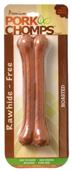 Scott Pet Pork Chomps Oven Roasted Porkskin Rawhide-Free Pressed Bone 7 in