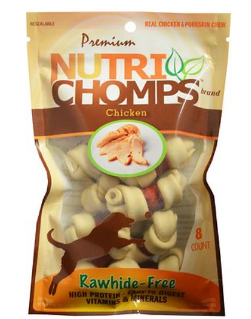 Scott Pet Premium Nutri Chomps Mini Chicken Knot With Milk Wrap Dog Treats 8 ct