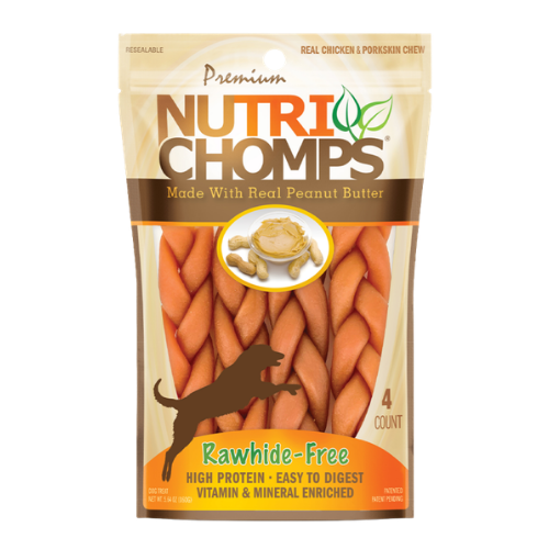 Scott Pet Premium Nutri Chomps Peanut Butter Flavor Braid Dog Treats 4 ct