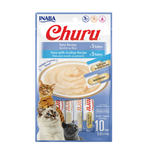 Inaba Churu Tuna & Tuna With Scallop Recipe Variety Creamy Cat Treat 10 pk