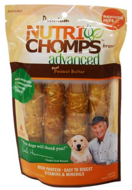 Scott Pet Nutri Chomps Advanced Peanut Butter Twists With Chicken Wrap Dog Treats 4 ct